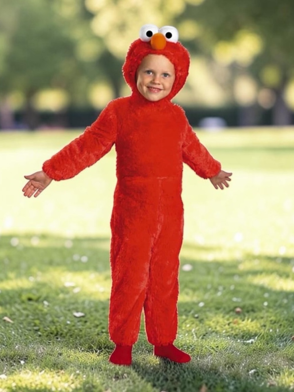 Elmo Sesame Street Toddler Costume Halloween Kids Red Monster Furry Hood